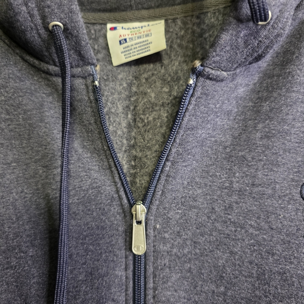 Champion Eco Authentic Men's XLarge Hoodie Pullover Sweatshirt Full Zip Blue - Picture 4 of 10